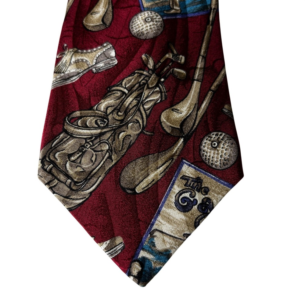 Arnold Palmer Mens Golf Silk Tie Red Game of Golf Novelty Accessory RN 35130 - Picture 3 of 6